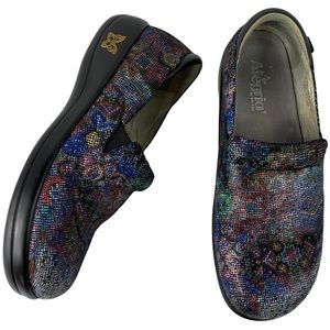 Alegria Primary Impressions Debra Textured Geometric Floral Anti-Slip Nurse Sz 9